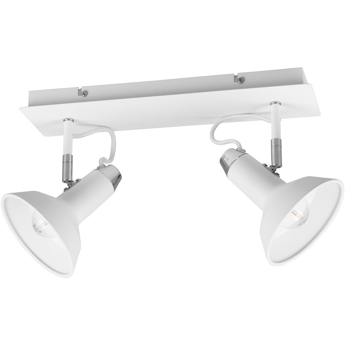 LED Plafondspot - Trion Rollo - E14 Fitting - 2-lichts - Rechthoek - Mat Wit - Aluminium