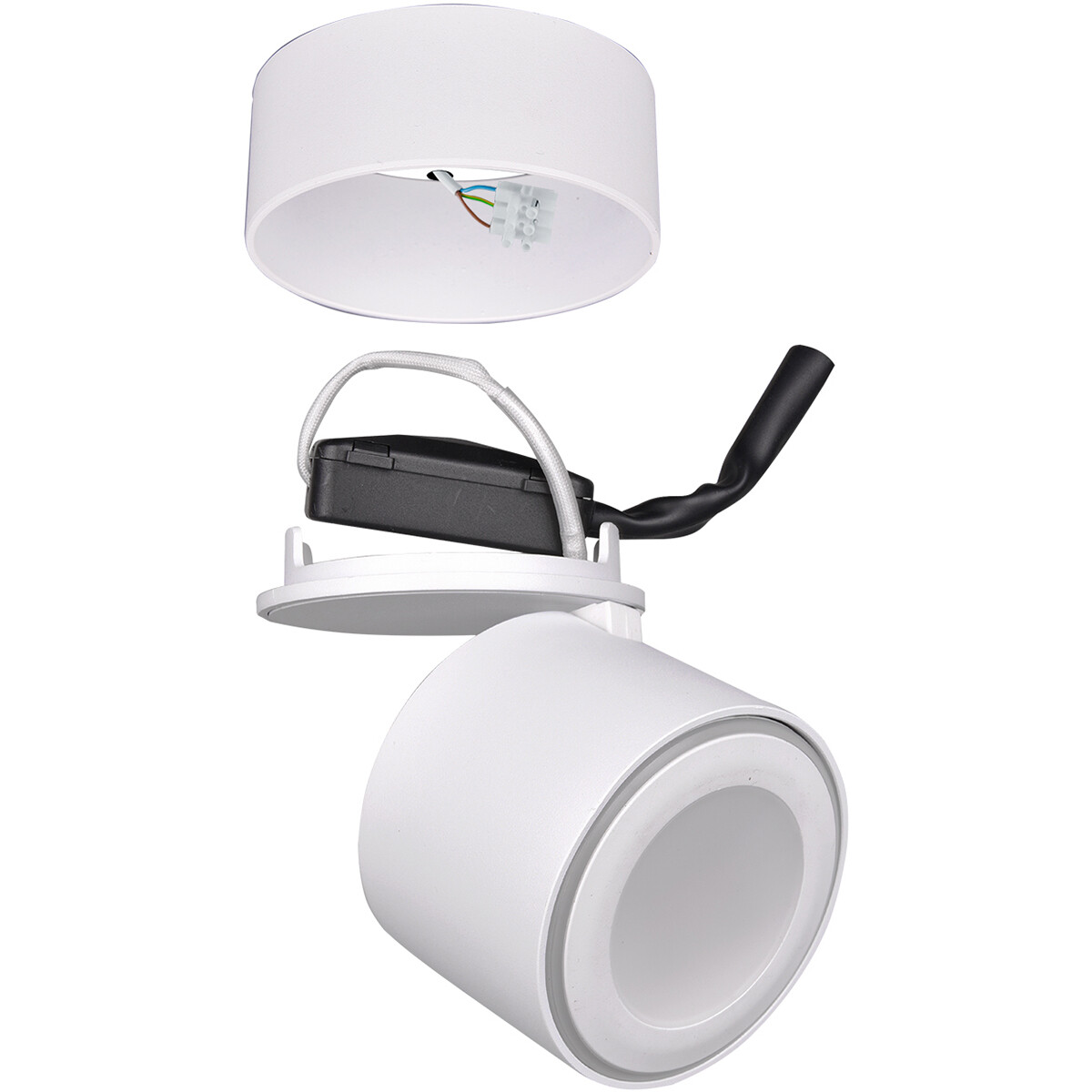 LED Plafondspot - Trion Tarus - 4W - Warm Wit 3000K - 1-lichts - Rond - Mat Wit - Aluminium