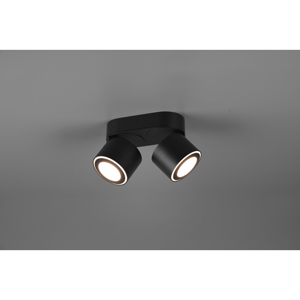 LED Plafondspot - Trion Tarus - 8W - Warm Wit 3000K - 2-lichts - Rond - Mat Zwart - Aluminium