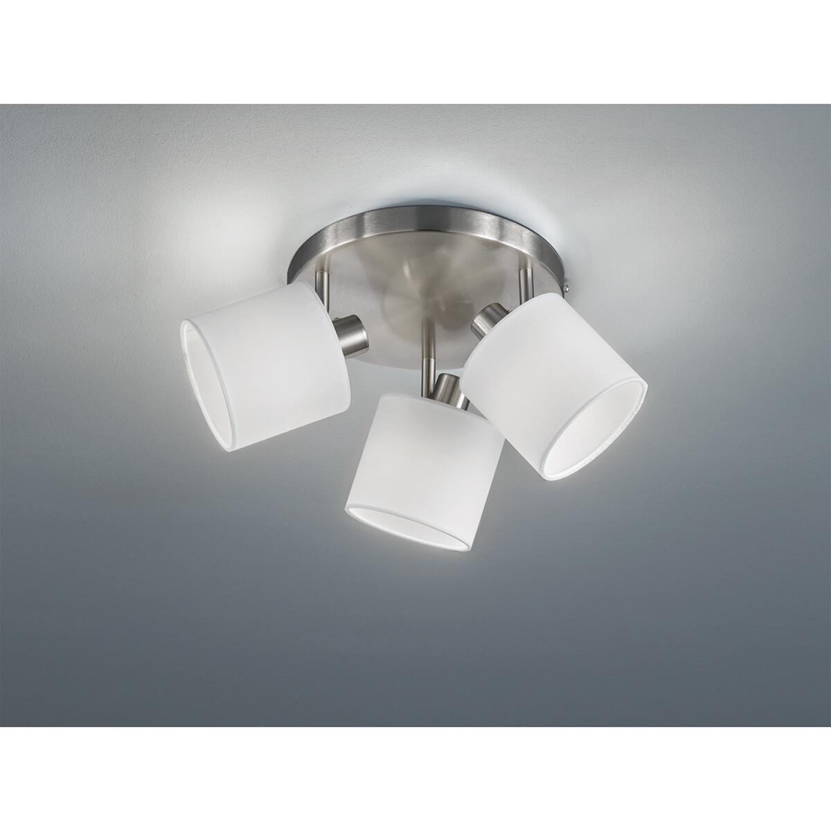 LED Plafondspot - Plafondverlichting - Trion Torry - E14 Fitting - 3-lichts - Rond - Mat Nikkel - Aluminium