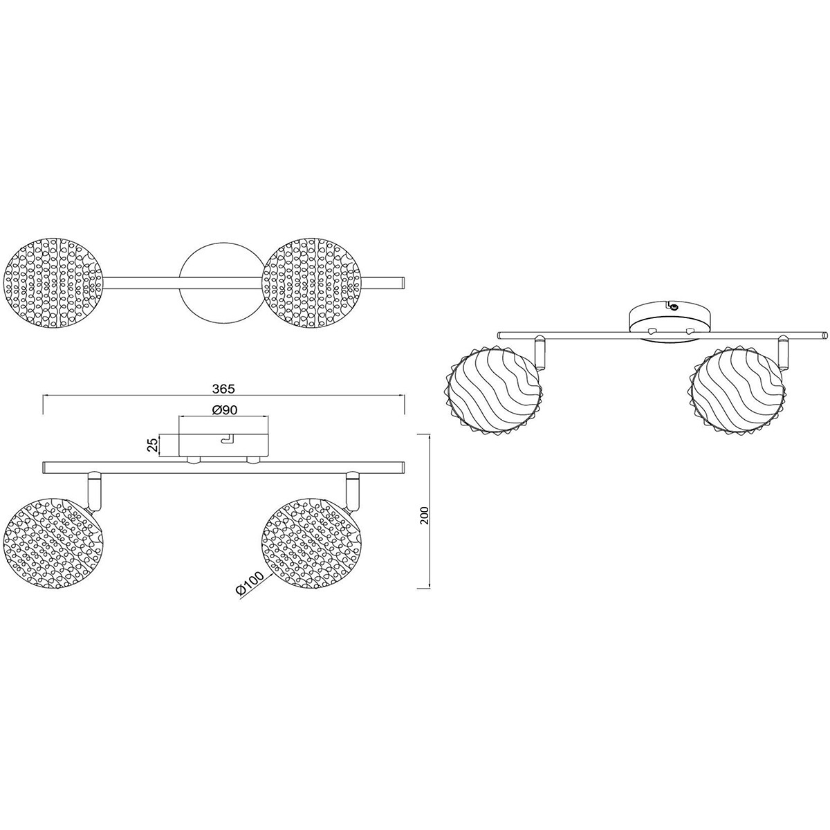 LED Plafondspot - Trion Ware - G9 Fitting - 2-lichts - Rechthoek - Glans Chroom - Aluminium