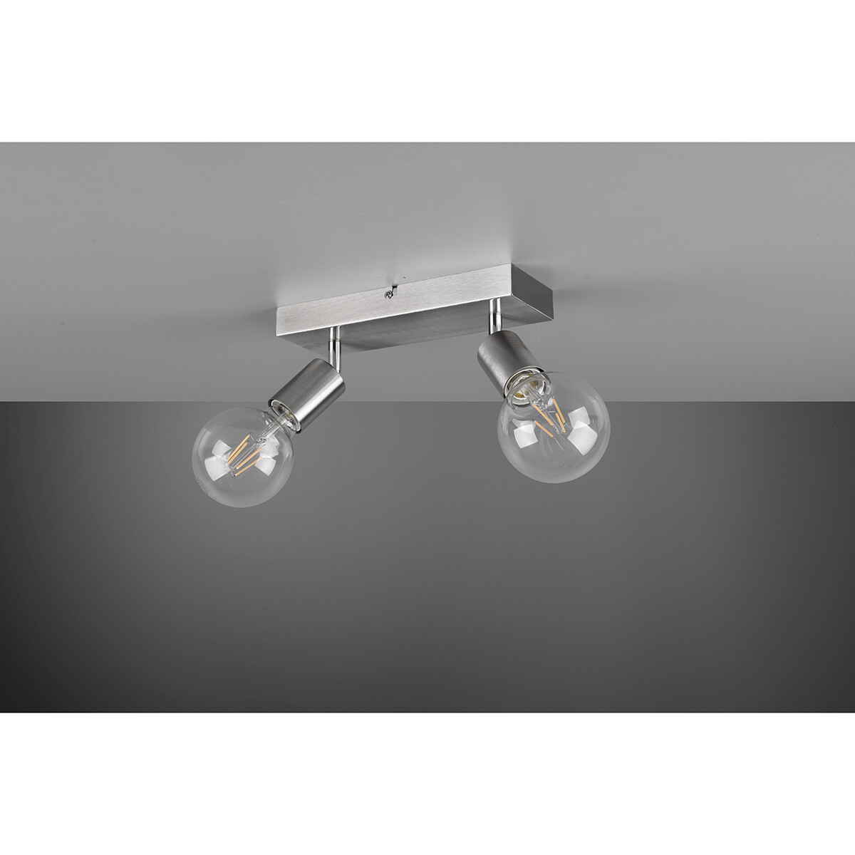 LED Plafondspot - Trion Zuncka - E27 Fitting - 2-lichts - Rechthoek - Mat Nikkel - Aluminium