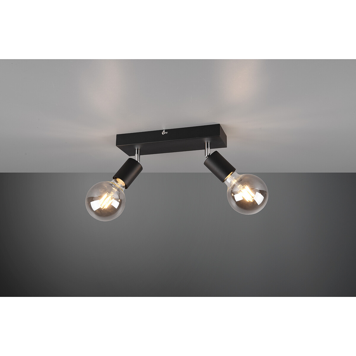 LED Plafondspot - Trion Zuncka - E27 Fitting - 2-lichts - Rechthoek - Mat Zwart - Aluminium