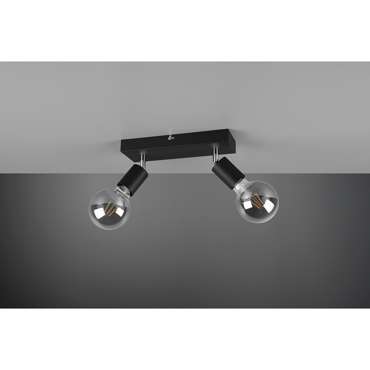 LED Plafondspot - Trion Zuncka - E27 Fitting - 2-lichts - Rechthoek - Mat Zwart - Aluminium