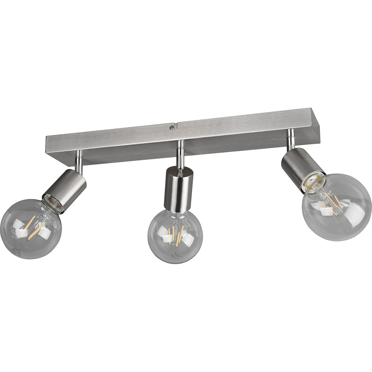 LED Plafondspot - Trion Zuncka - E27 Fitting - 3-lichts - Rechthoek - Mat Nikkel - Aluminium