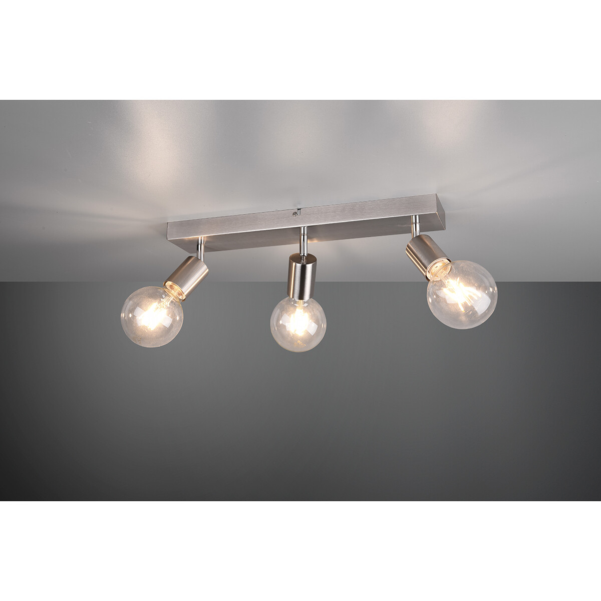 LED Plafondspot - Trion Zuncka - E27 Fitting - 3-lichts - Rechthoek - Mat Nikkel - Aluminium