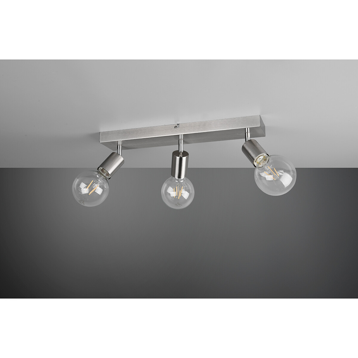 LED Plafondspot - Trion Zuncka - E27 Fitting - 3-lichts - Rechthoek - Mat Nikkel - Aluminium