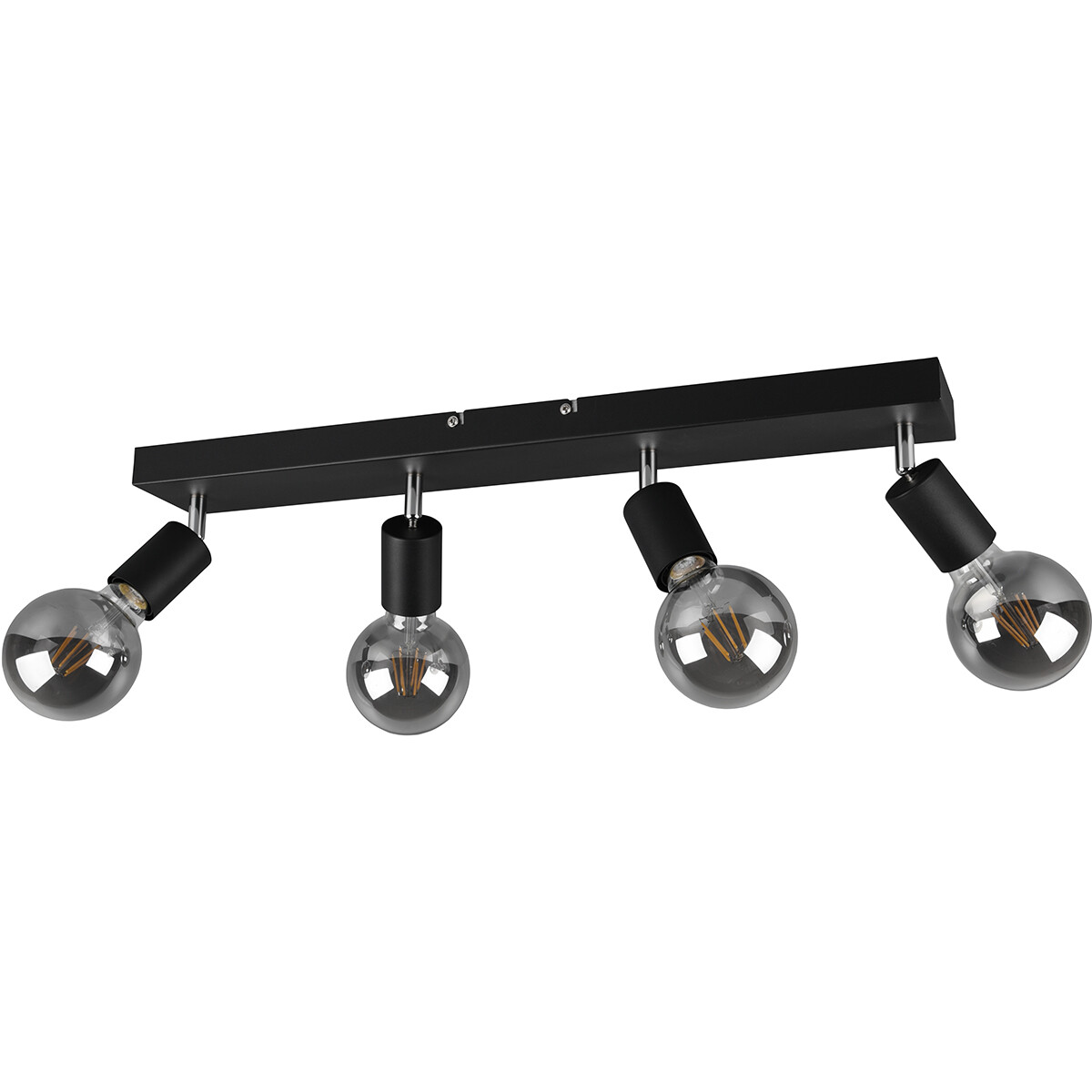 LED Plafondspot - Trion Zuncka - E27 Fitting - 4-lichts - Rechthoek - Mat Zwart - Aluminium