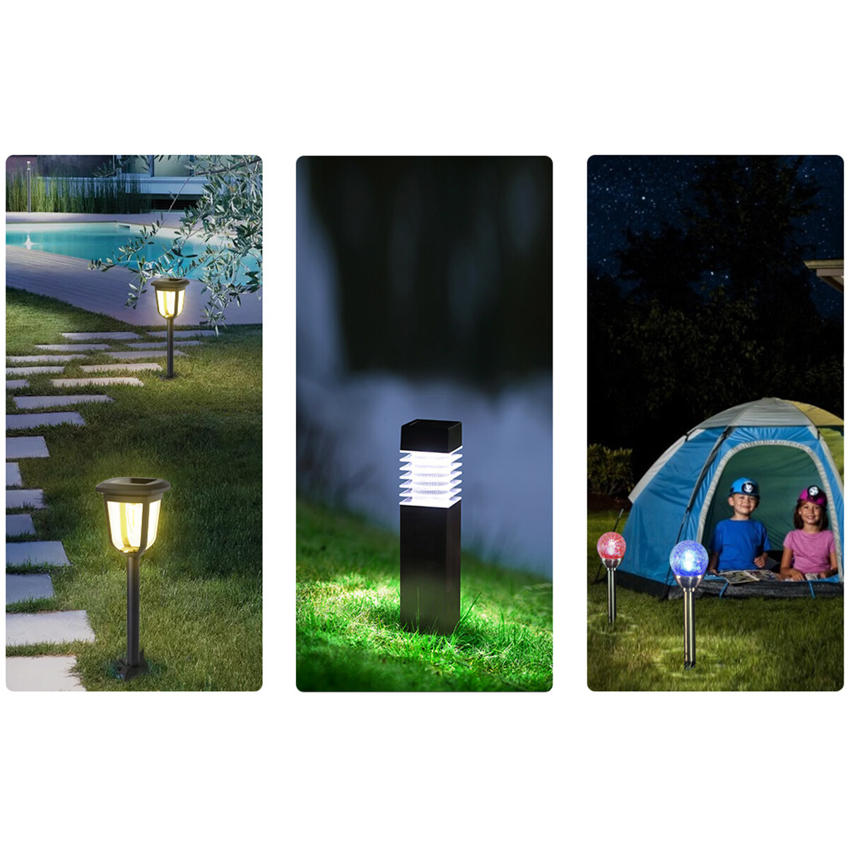 LED Priklamp met Zonne-energie - Aigi Nina - 0.06W - Helder/Koud Wit 6500K - Mat Zwart - Kunststof