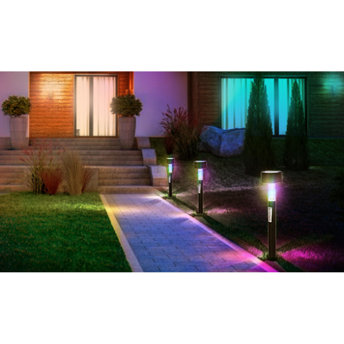 LED Priklamp met Zonne-energie - Dag en Nacht Sensor - Aigi Sapon - RGB - Mat Zwart - Kunststof