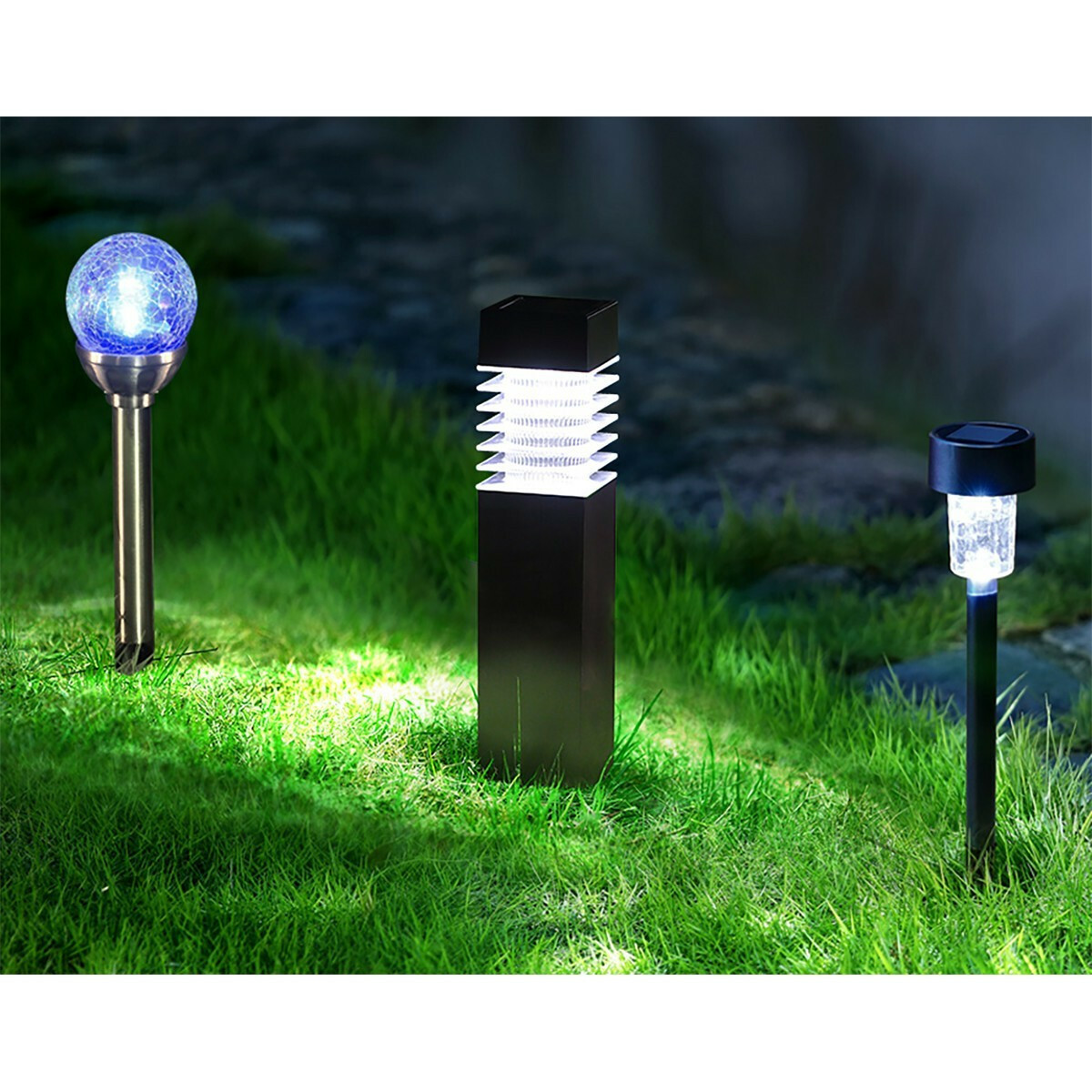 LED Priklamp met Zonne-energie - Set 2 Stuks - Dag en Nacht Sensor - Aigi Ouni - 0.08W - Helder/Koud Wit 6500K - Mat Zilver - Kunststof