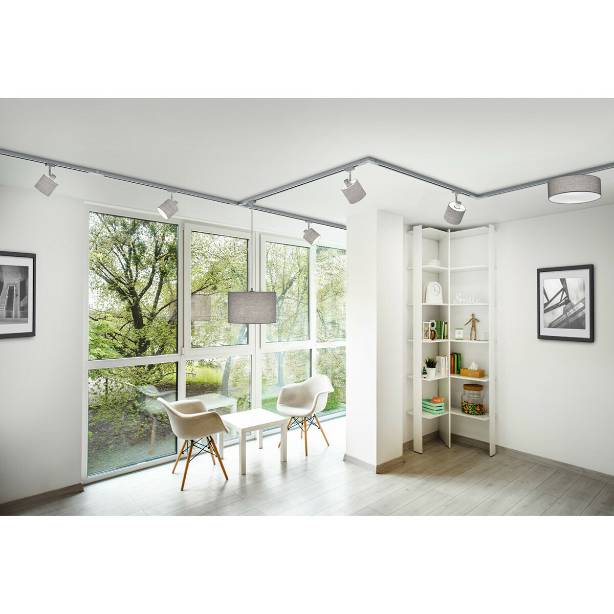 LED Railverlichting - Balk - Trion Dual Pany - 2 Fase - 6W - Warm Wit 3000K - Dimbaar - Mat Titaan - Kunststof