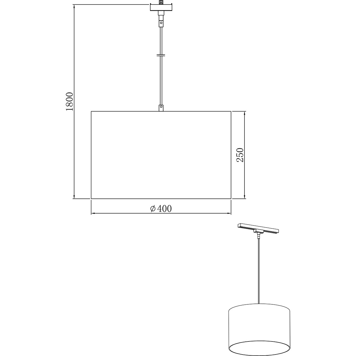 LED Railverlichting - Hanglamp - Trion Dual Hotia - 2 Fase - E27 Fitting - Rond - Mat Grijs - Aluminium