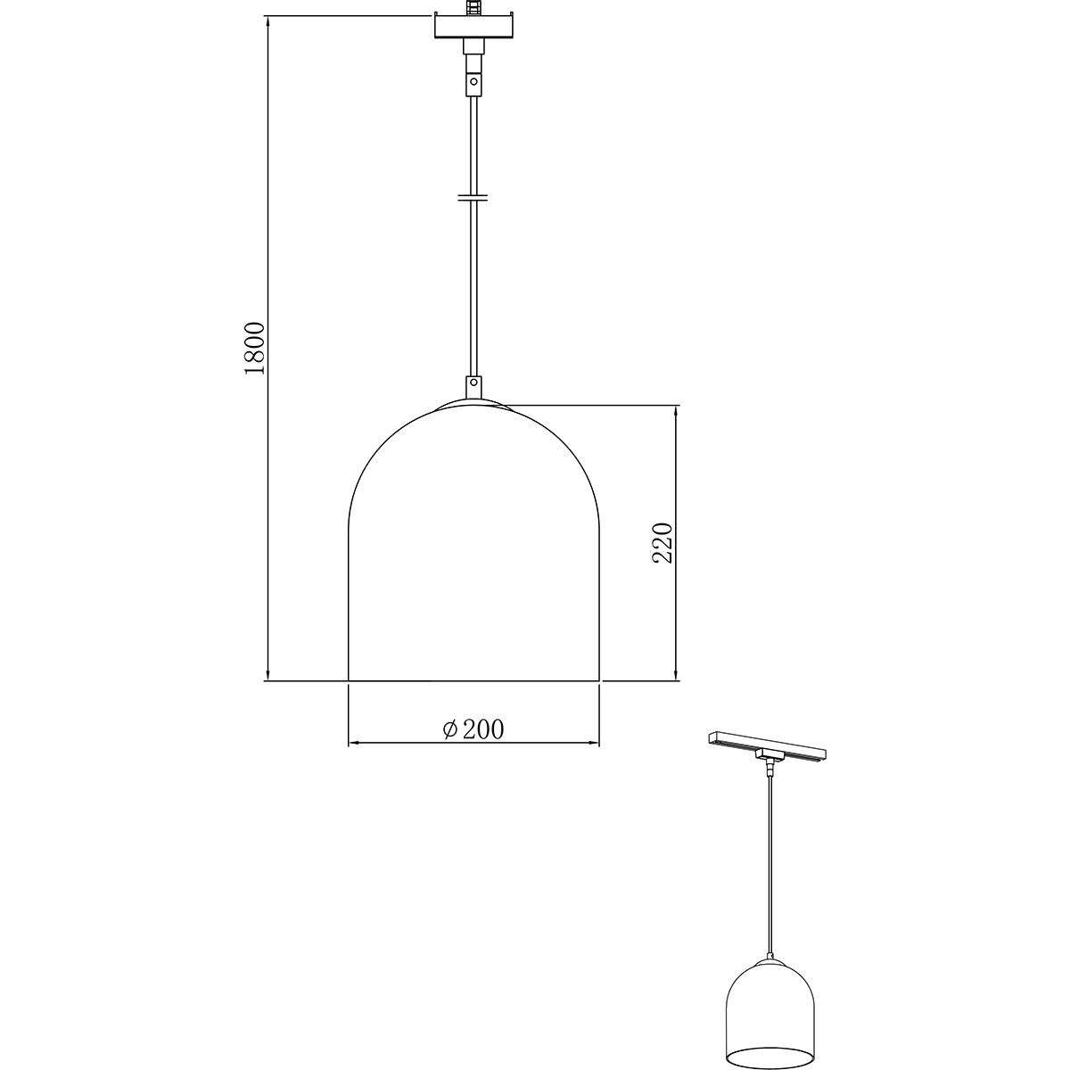 LED Railverlichting - Hanglamp - Trion Dual Onutia - 2 Fase - E14 Fitting - Rond - Mat Wit - Glas