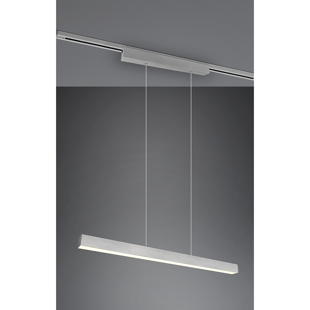 LED Railverlichting - Hanglamp - Trion Dual Parola Up and Down - 2 Fase - 29W - Warm Wit 3000K - Dimbaar - Rechthoek - Mat Nikkel - Aluminium