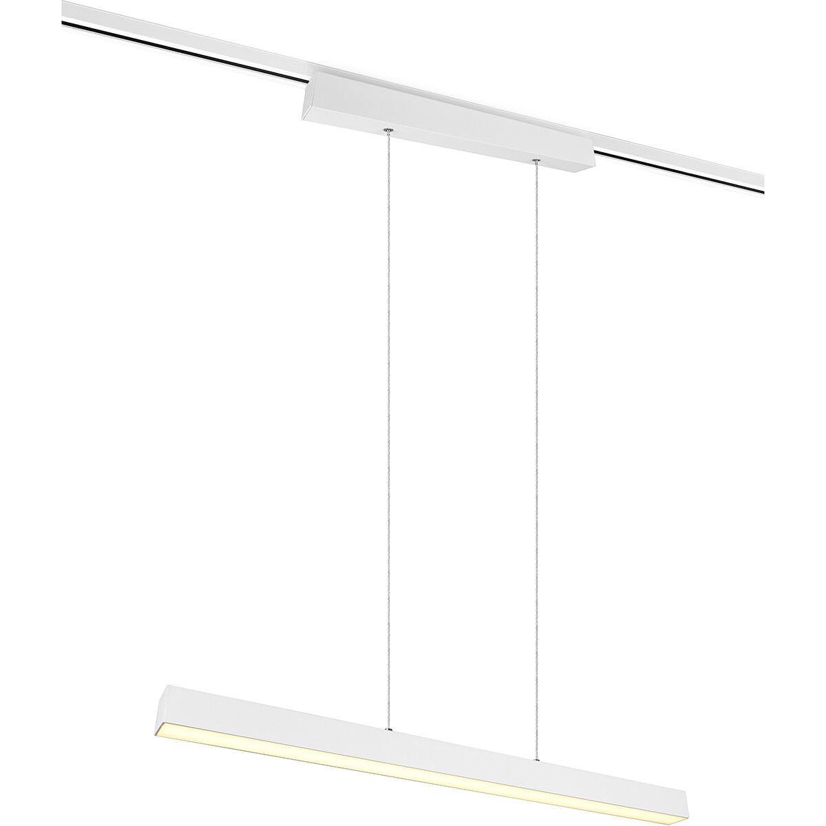 LED Railverlichting - Hanglamp - Trion Dual Parola Up and Down - 2 Fase - 29W - Warm Wit 3000K - Dimbaar - Rechthoek - Mat Wit - Aluminium product afbeelding