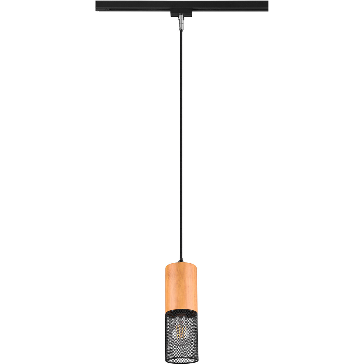 LED Railverlichting - Hanglamp - Trion Dual Yosh - 2 Fase - E27 Fitting - Rond - Mat Zwart - Aluminium