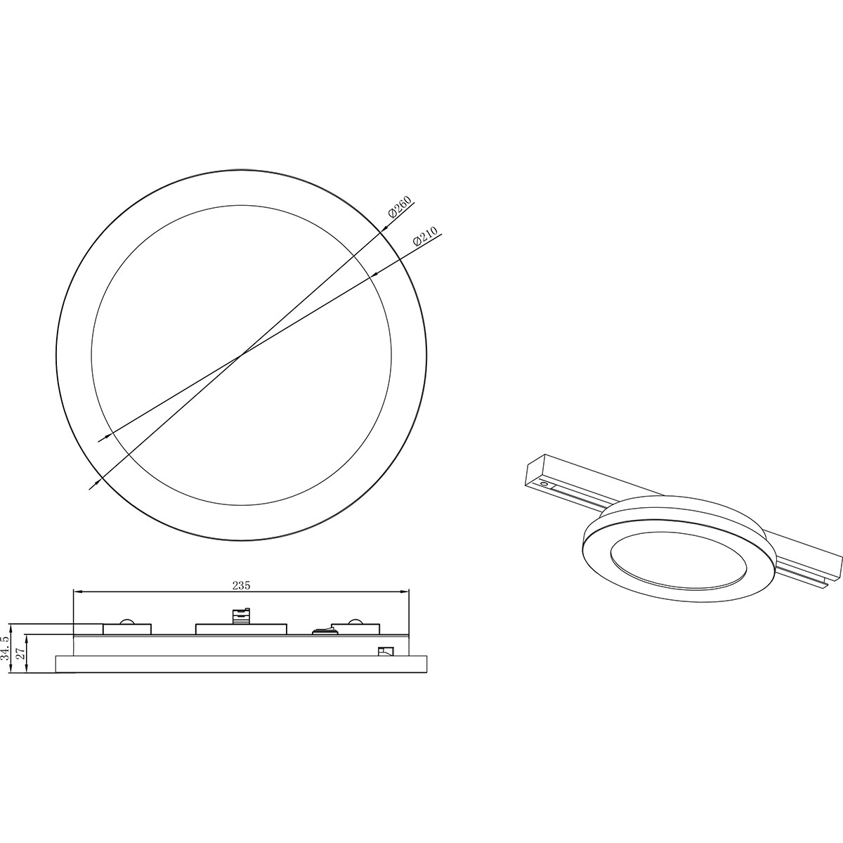 LED Railverlichting - Plafondlamp - Plafondverlichting - Trion Dual Camy - 2 Fase - 13W - Warm Wit 3000K - Dimbaar - Rond - Mat Titaan - Kunststof