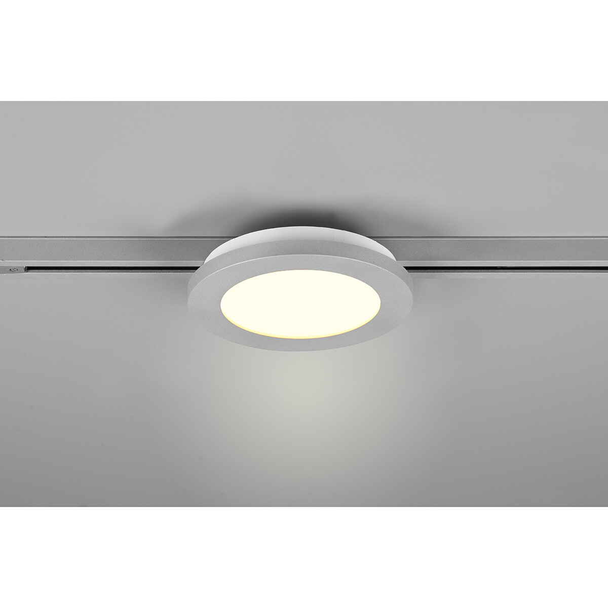 LED Railverlichting - Plafondlamp - Plafondverlichting - Trion Dual Camy - 2 Fase - 9W - Warm Wit 3000K - Dimbaar - Rond - Mat Titaan - Kunststof