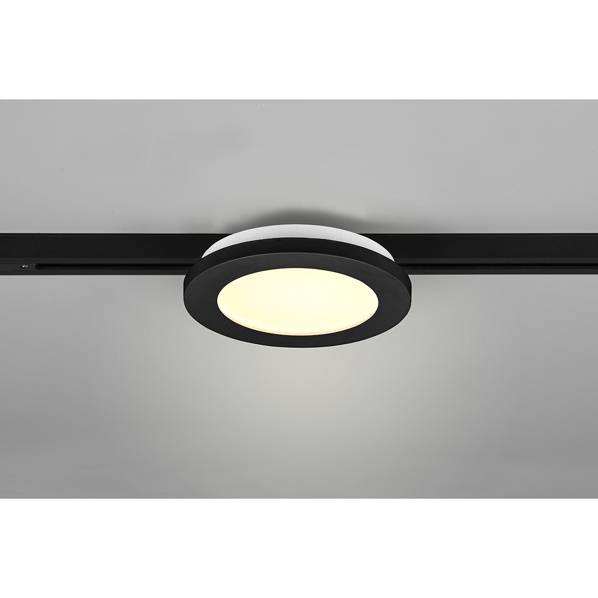 LED Railverlichting - Plafondlamp - Plafondverlichting - Trion Dual Camy - 2 Fase - 9W - Warm Wit 3000K - Dimbaar - Rond - Mat Zwart - Kunststof