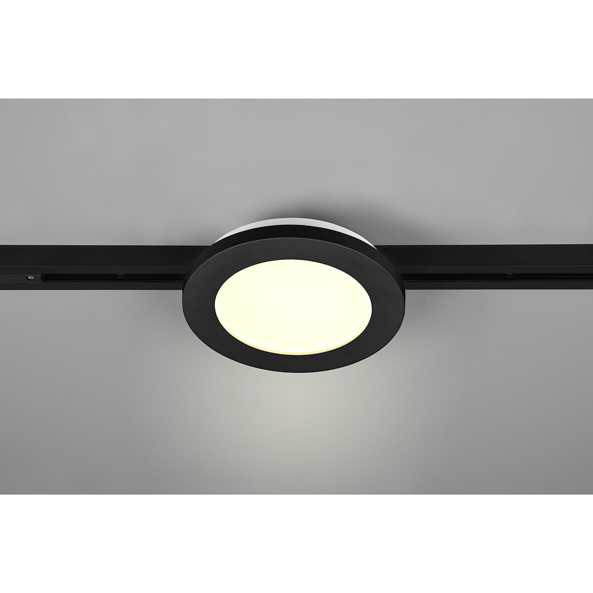 LED Railverlichting - Plafondlamp - Plafondverlichting - Trion Dual Camy - 2 Fase - 9W - Warm Wit 3000K - Dimbaar - Rond - Mat Zwart - Kunststof