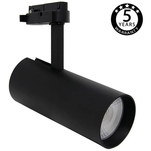 LED Railverlichting - Track Spot - Facto - Dimbaar - 30W 1 Fase - Rond - Natuurlijk Wit 4000K - Mat Zwart Aluminium