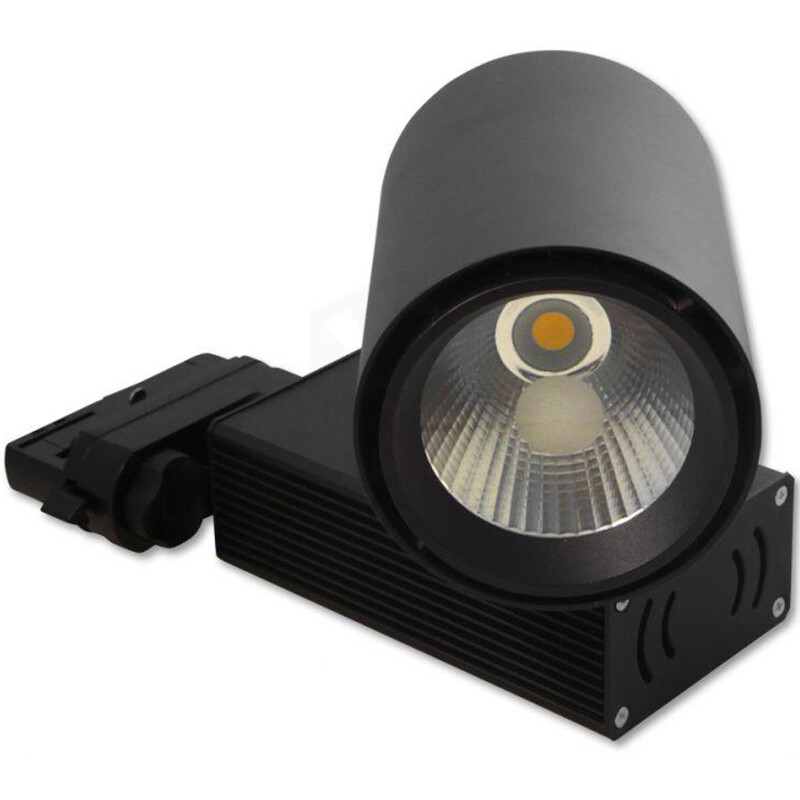 LED Railverlichting - Track Spot - Prixa Oron - 30W - 3 Fase - Rond - Natuurlijk Wit 4000K - Mat Zwart - Aluminium