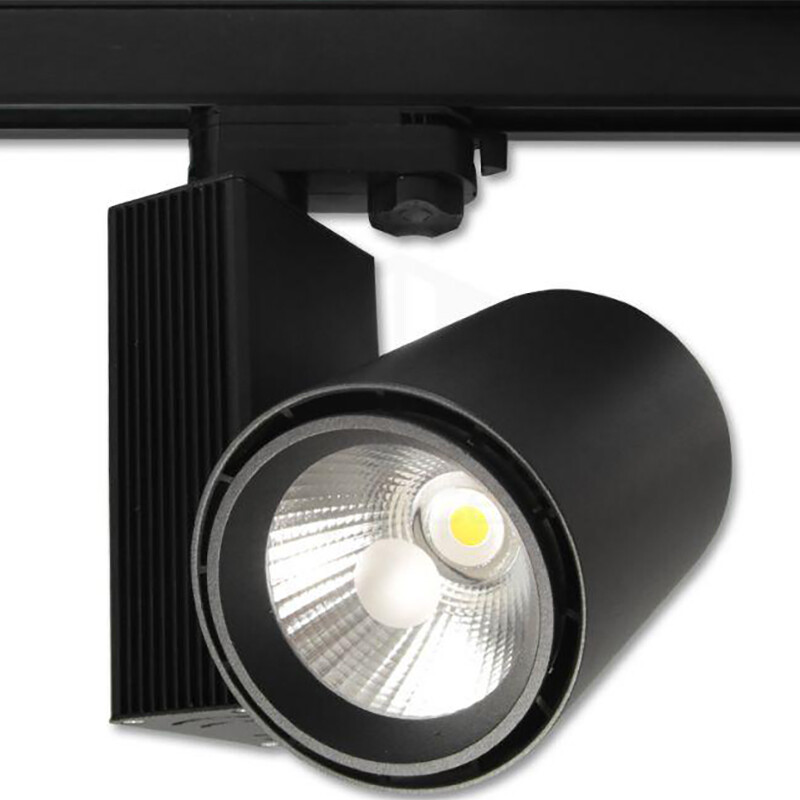 LED Railverlichting - Track Spot - Prixa Oron - 30W - 3 Fase - Rond - Natuurlijk Wit 4000K - Mat Zwart - Aluminium product afbeelding