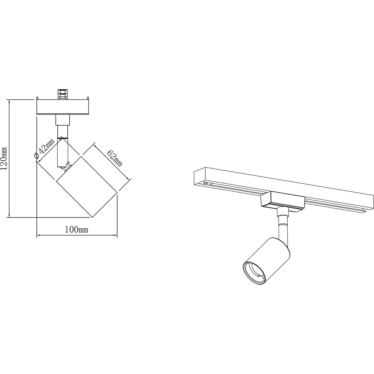 LED Railverlichting - Track Spot - Trion Dual Dolla - 2 Fase - E27 Fitting - Rond - Mat Nikkel - Aluminium