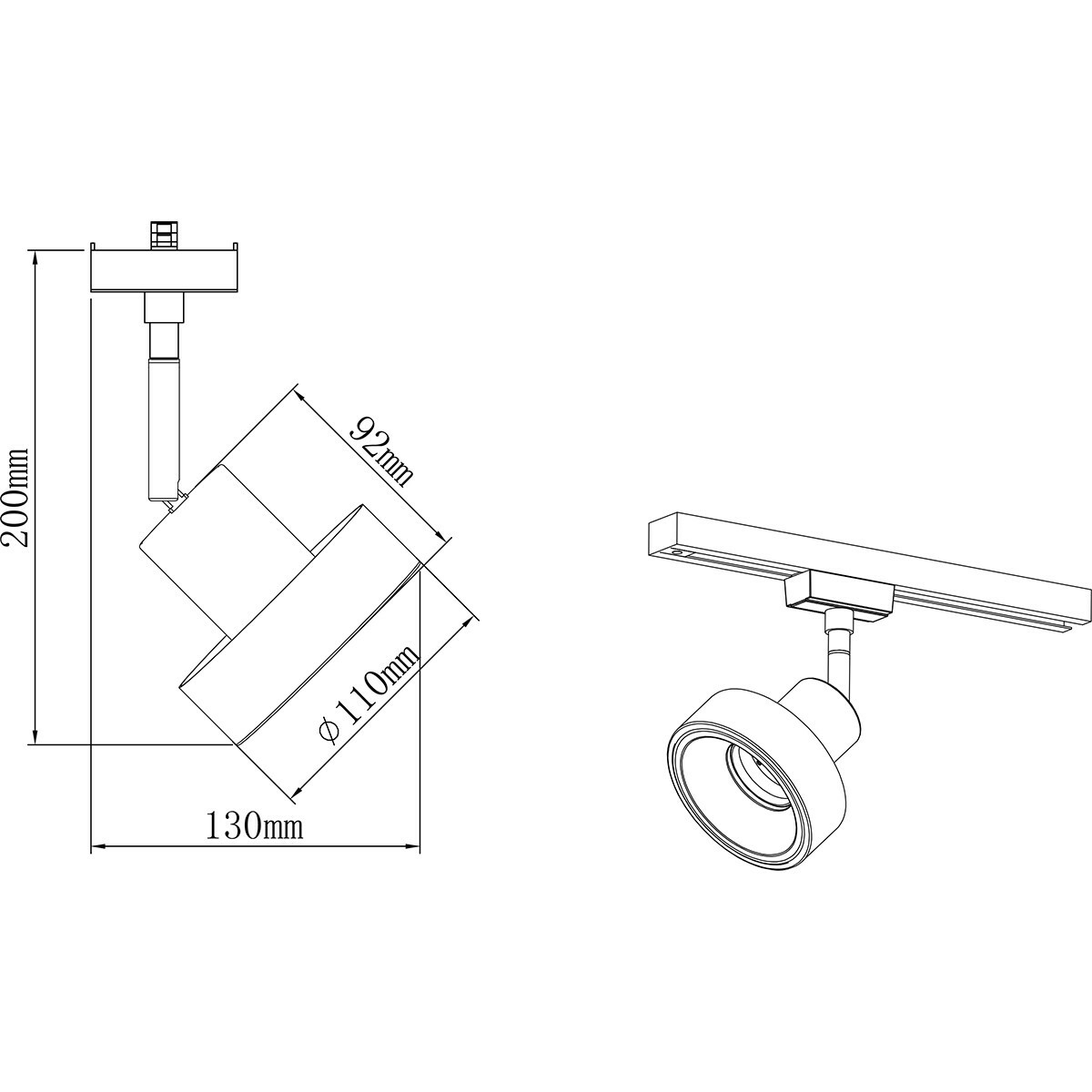 LED Railverlichting - Track Spot - Trion Dual Leonida - 2 Fase - GU10 Fitting - Rond - Mat Wit - Aluminium