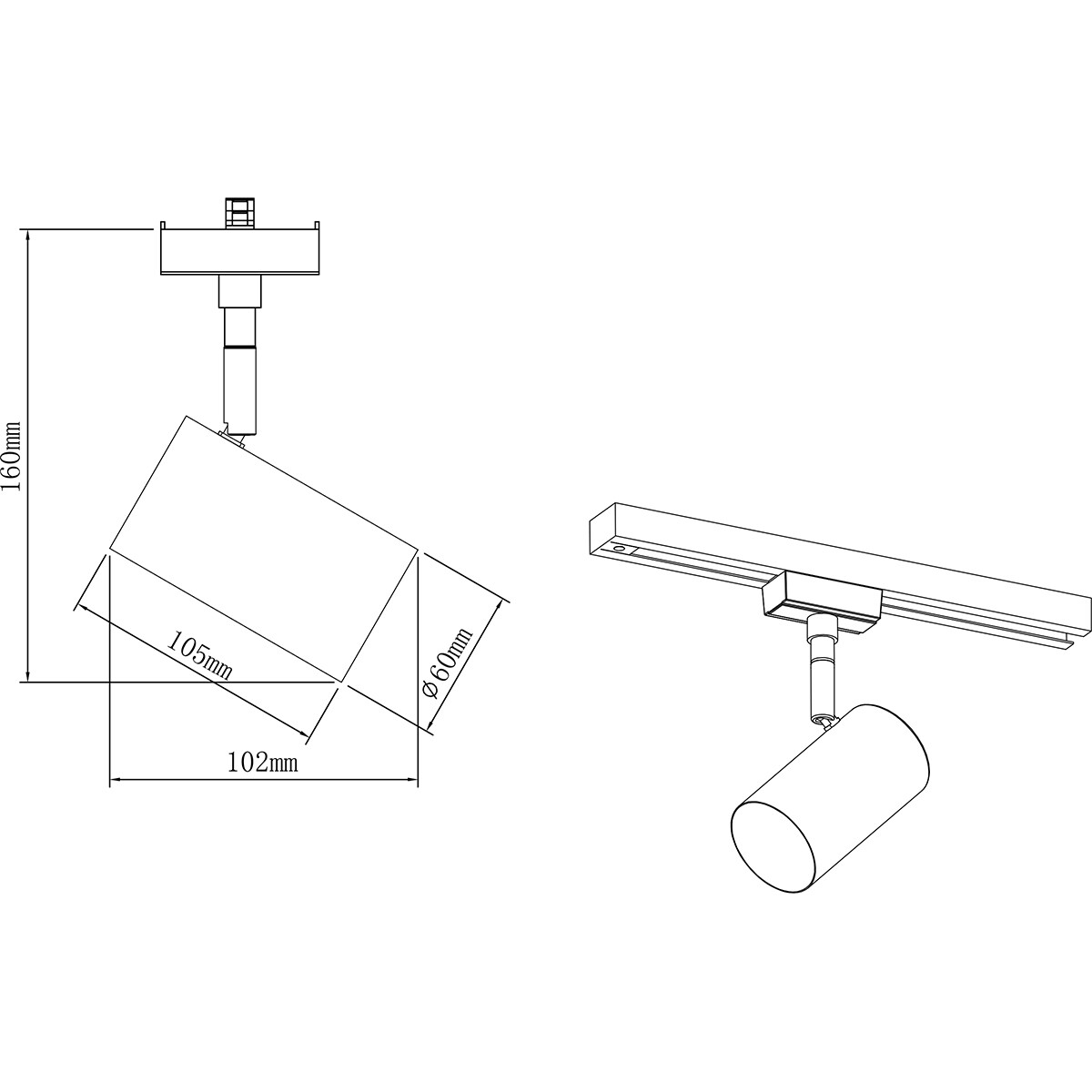 LED Railverlichting - Track Spot - Trion Dual Monla - 2 Fase - GU10 Fitting - Rond - Mat Nikkel - Aluminium