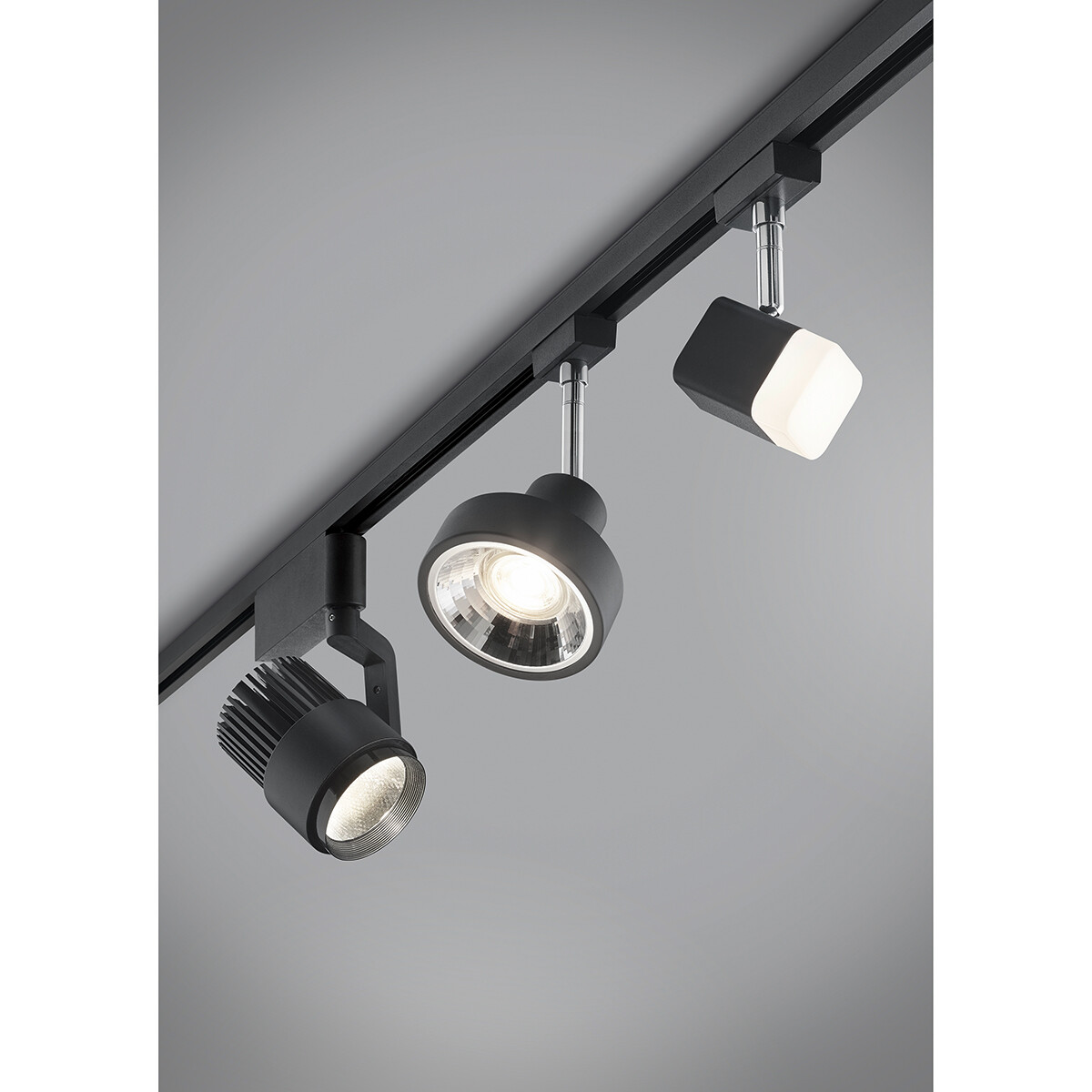 LED Railverlichting - Track Spot - Trion Dual Radina - 2 Fase - 15W - Aanpasbare Kleur - Dimbaar - Rond - Mat Zwart - Aluminium