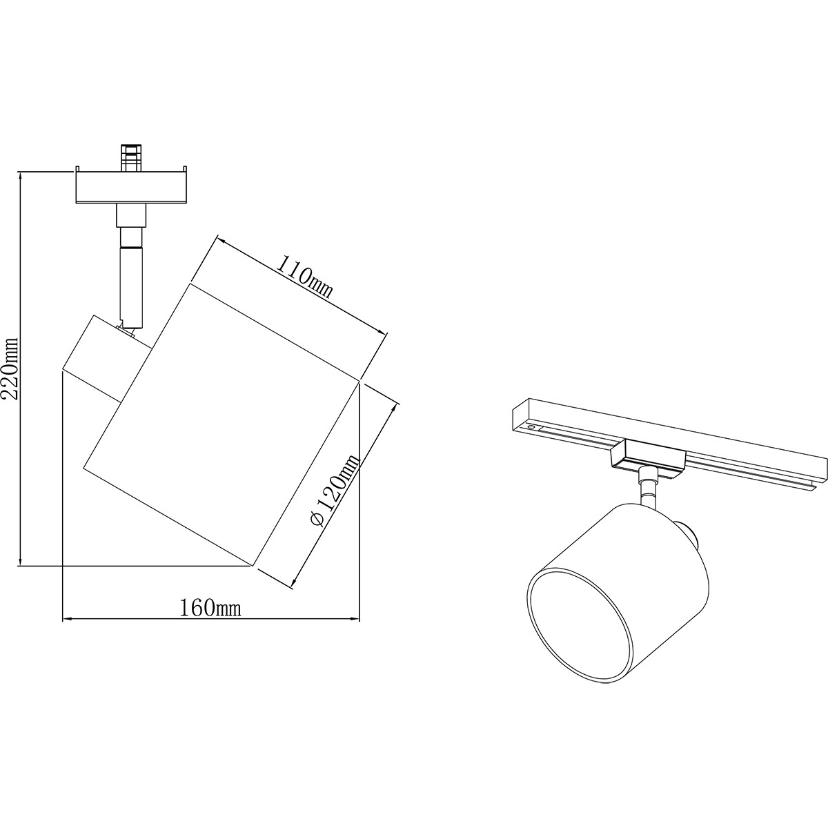 LED Railverlichting - Track Spot - Trion Dual Torry - 2 Fase - E14 Fitting - Rond - Mat Grijs - Textiel