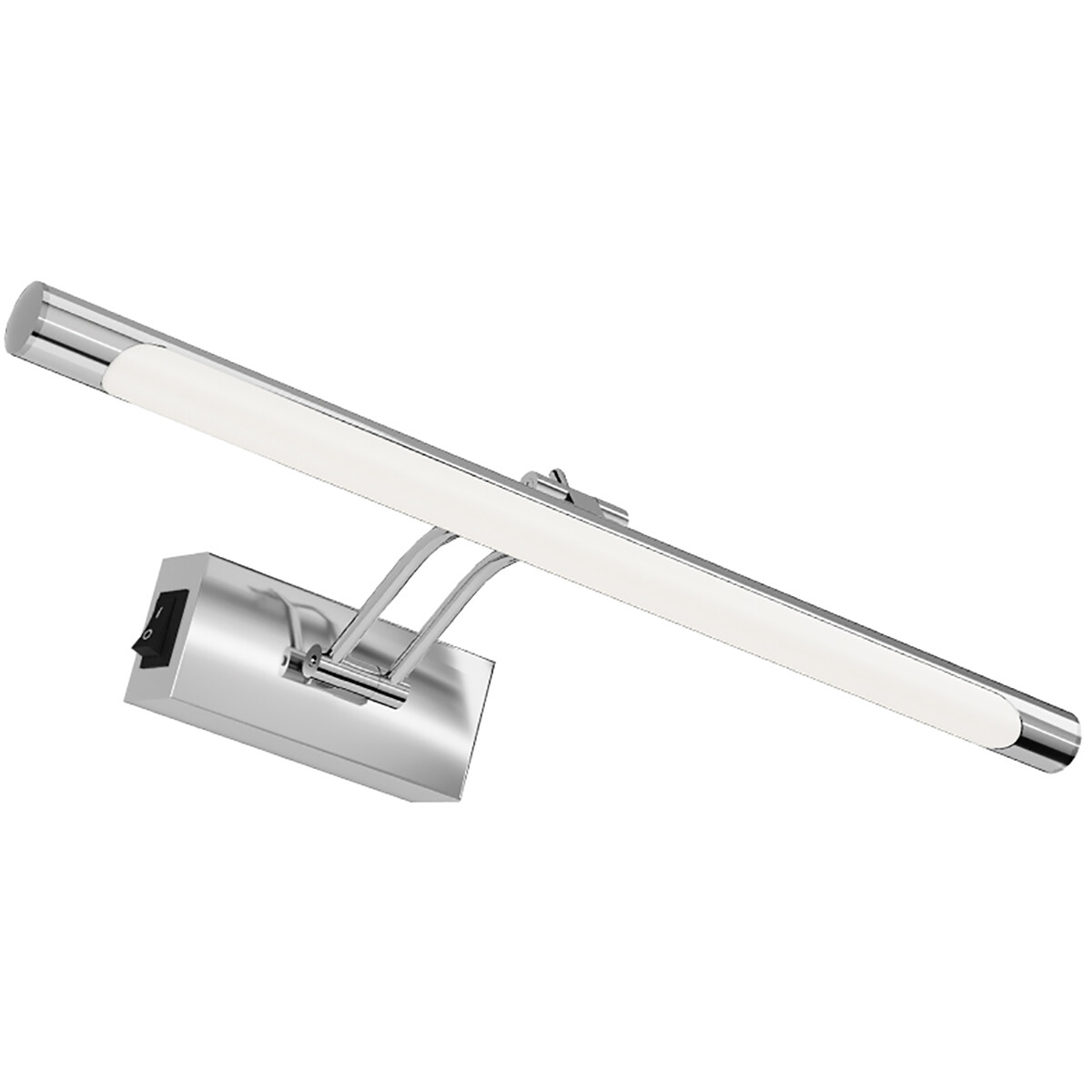 LED Schilderijlamp - Spiegellamp - Brinton Sarin - 8W 700lm - Helder/Koud Wit 6000K - Kantelbaar - Rond - Chroom