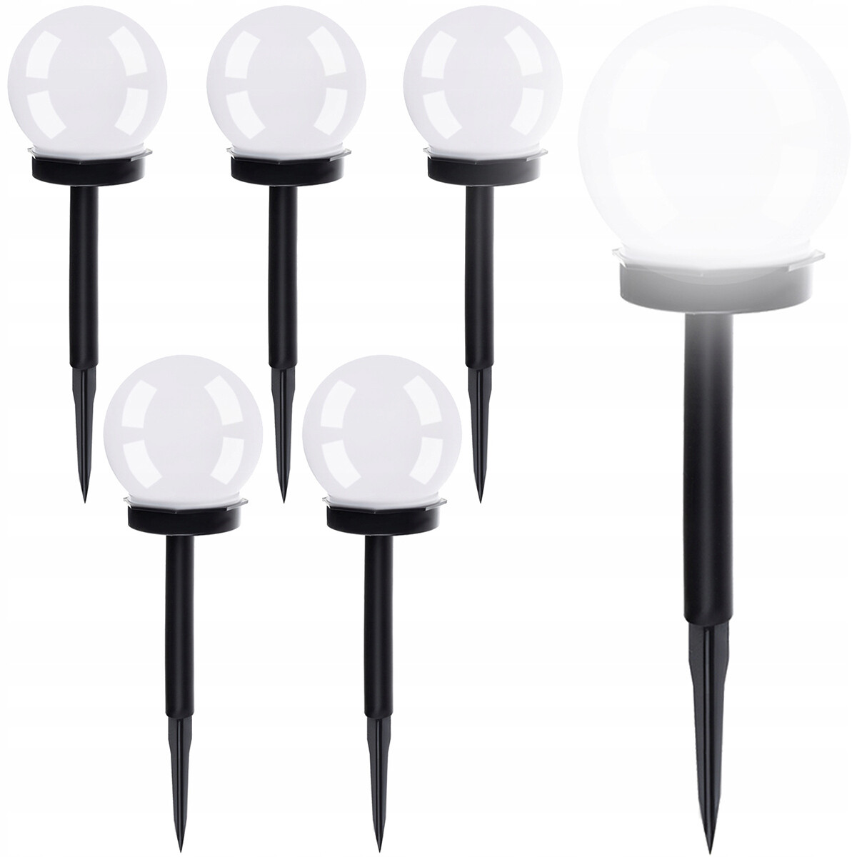 LED Solar Bollen Priklamp - Tuinverlichting op Zonne-energie - Set 6 Stuks - Maxozo Torky - Mat Zwart - Kunststof product afbeelding