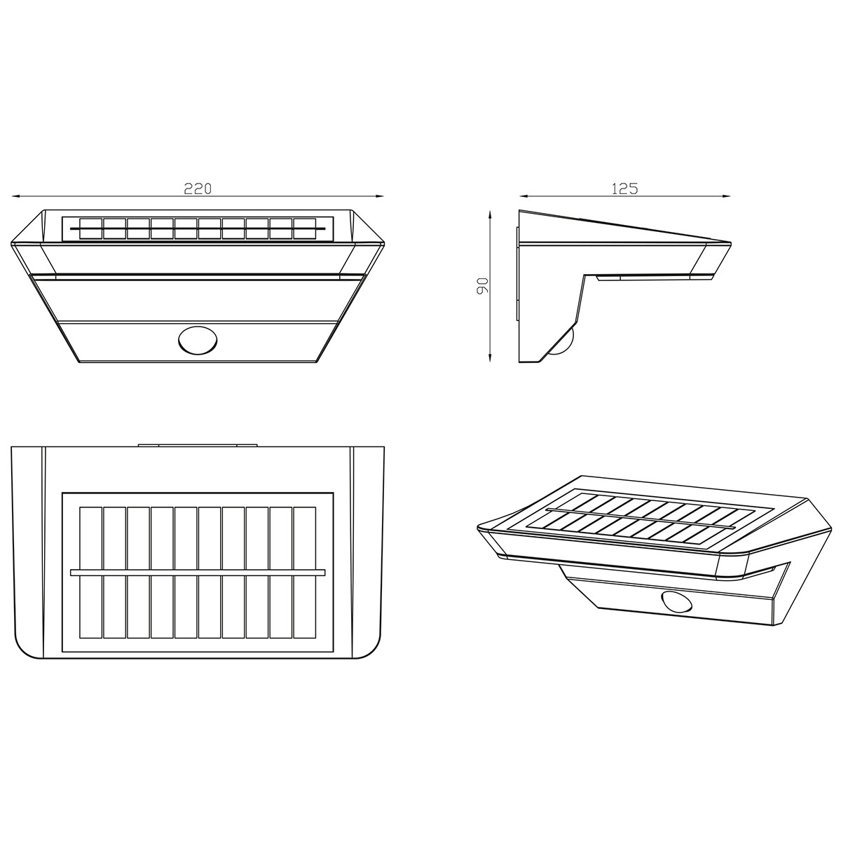 LED Solar Tuinverlichting - Trion Menira - Zonne-energie - Bewegingssensor - 5W - Spatwaterdicht IP44 - Mat Antraciet - Kunststof