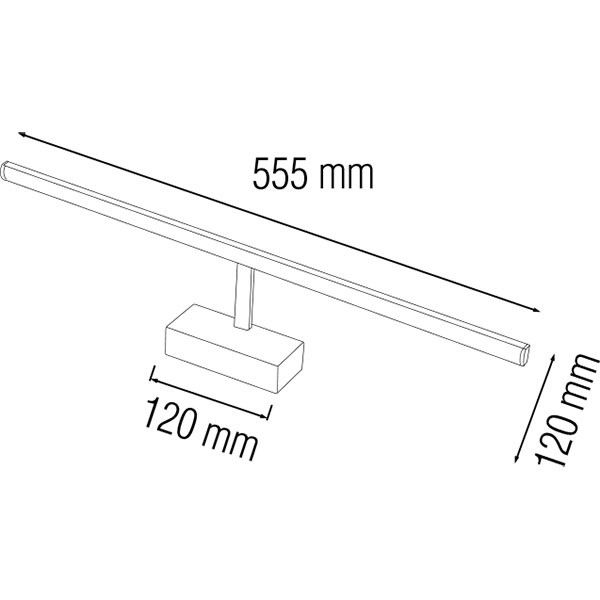 LED Spiegelverlichting - Schilderijverlichting - Rechthoek 12W - Glans Chroom Aluminium