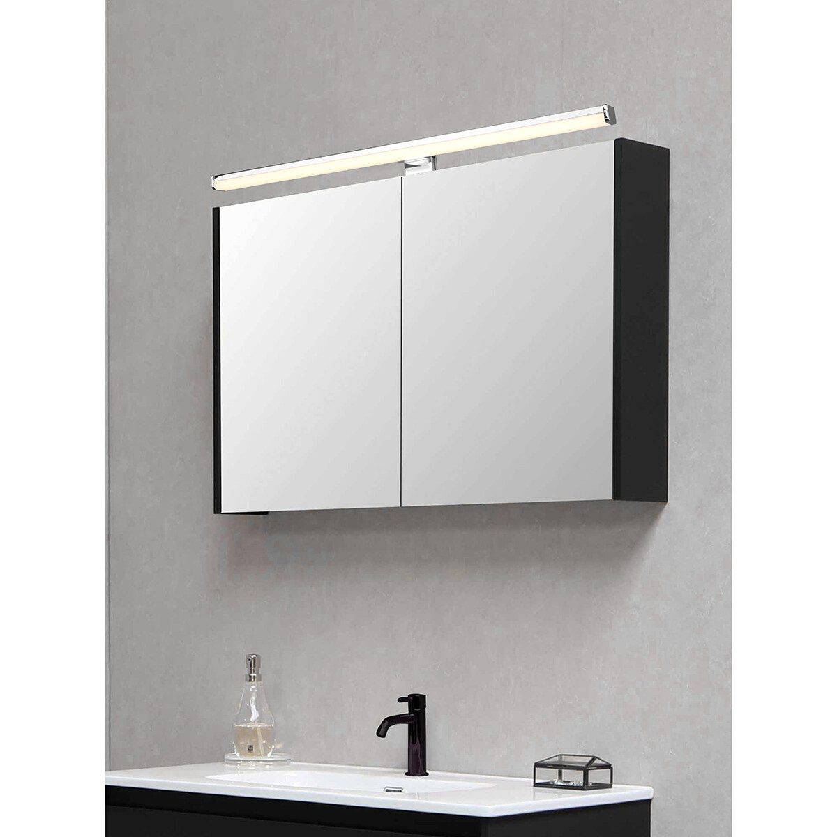 LED Spiegelverlichting - Trion Liman - 11W - Spatwaterdicht IP44 - Warm Wit 3000K - Glans Chroom - Kunststof