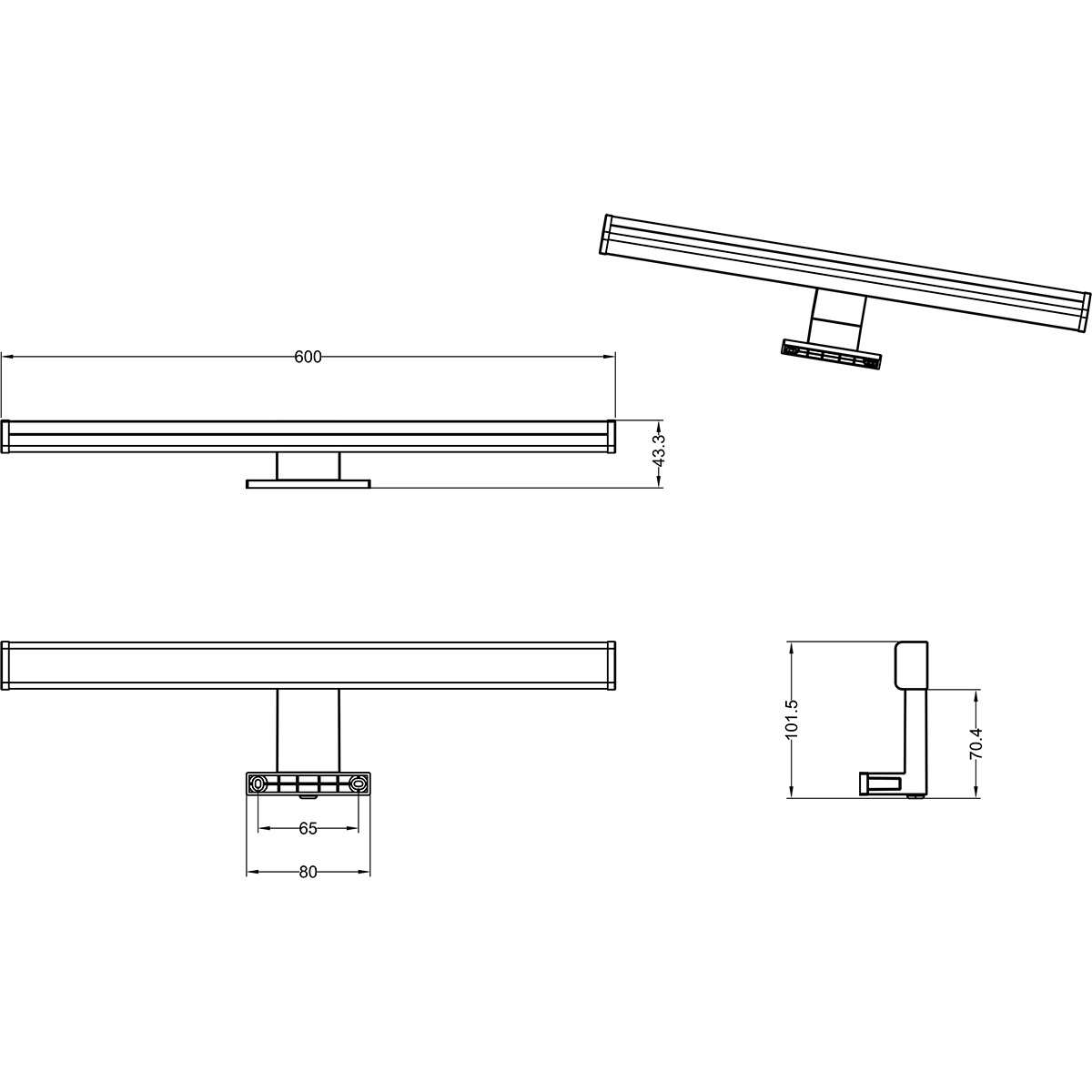 LED Spiegelverlichting - Trion Liman - 11W - Spatwaterdicht IP44 - Warm Wit 3000K - Glans Chroom - Kunststof