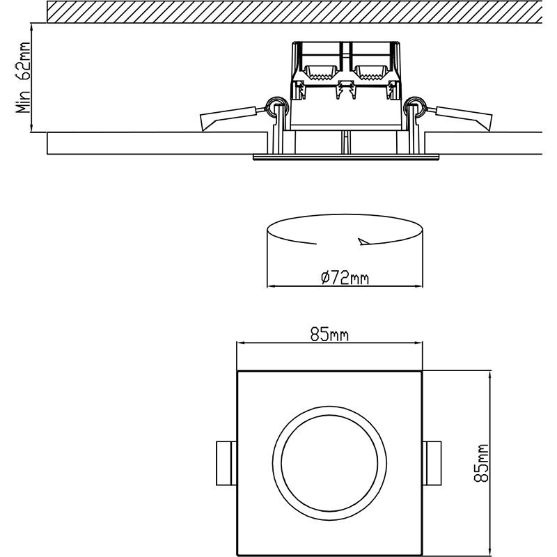 LED Spot 6 Pack - Inbouwspot - Trion Zagrona - 5W - Waterdicht IP65 - Dimbaar - Warm Wit 3000K - Mat Wit - Aluminium - Vierkant