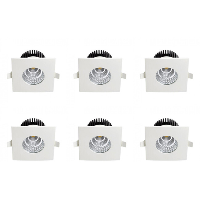 LED Spot 6 Pack - Inbouwspot - Vierkant 6W - Waterdicht IP65 - Natuurlijk Wit 4200K - Mat Wit Aluminium - 90mm