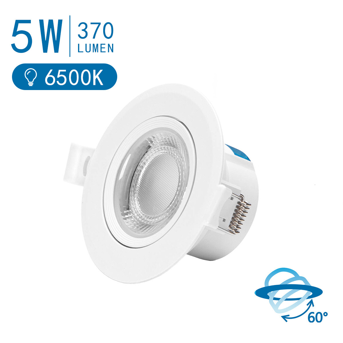 LED Spot - Inbouwspot - Aigi Lola - 5W - Helder/Koud Wit 6500K - Rond - Mat Wit - Aluminium