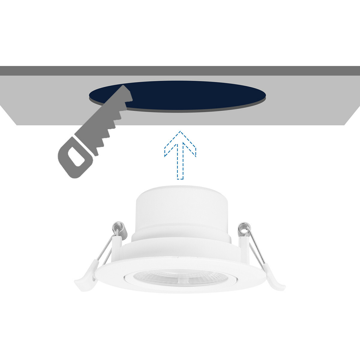 LED Spot - Inbouwspot - Aigi Lola - 5W - Helder/Koud Wit 6500K - Rond - Mat Wit - Aluminium