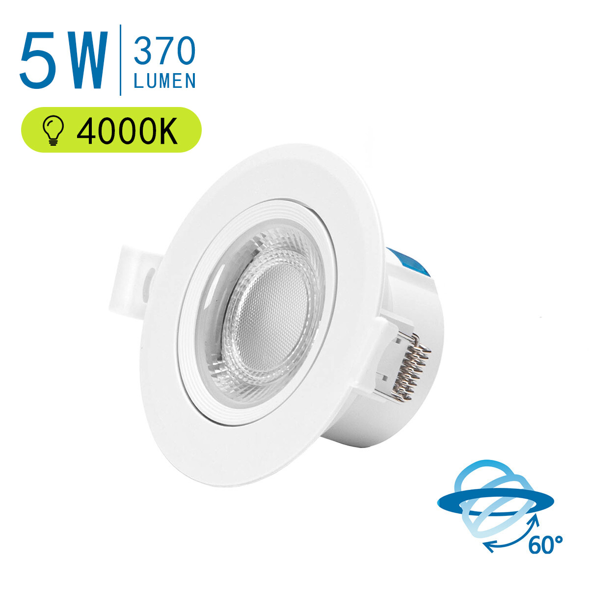 LED Spot - Inbouwspot - Aigi Lola - 5W - Natuurlijk Wit 4000K - Rond - Mat Wit - Aluminium