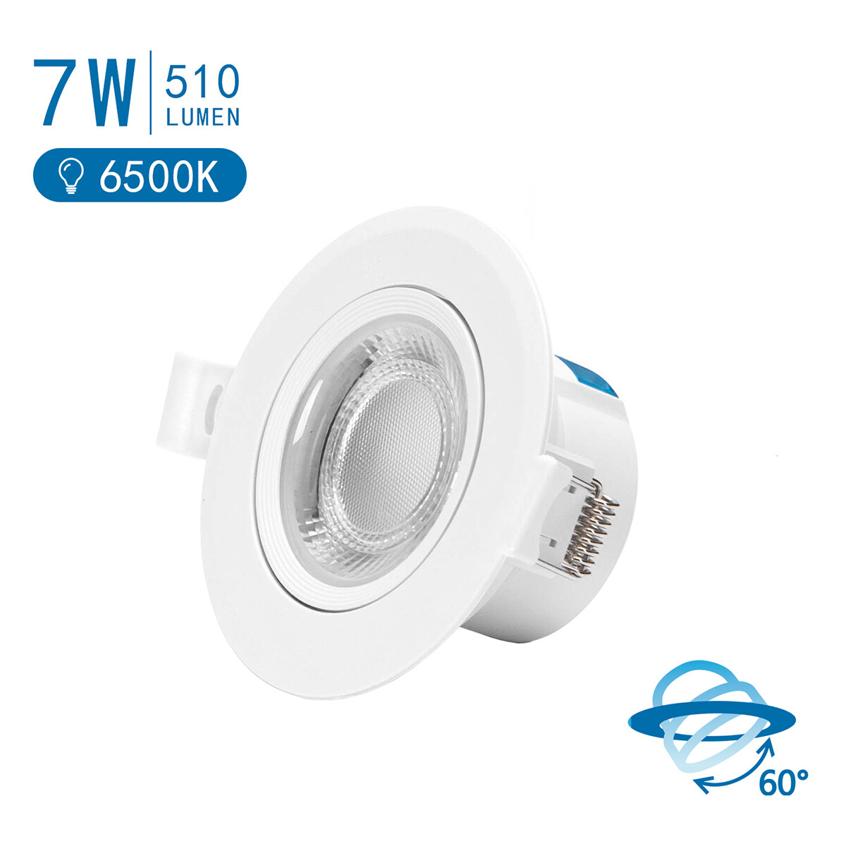 LED Spot - Inbouwspot - Aigi Lola - 7W - Helder/Koud Wit 6500K - Rond - Mat Wit - Aluminium