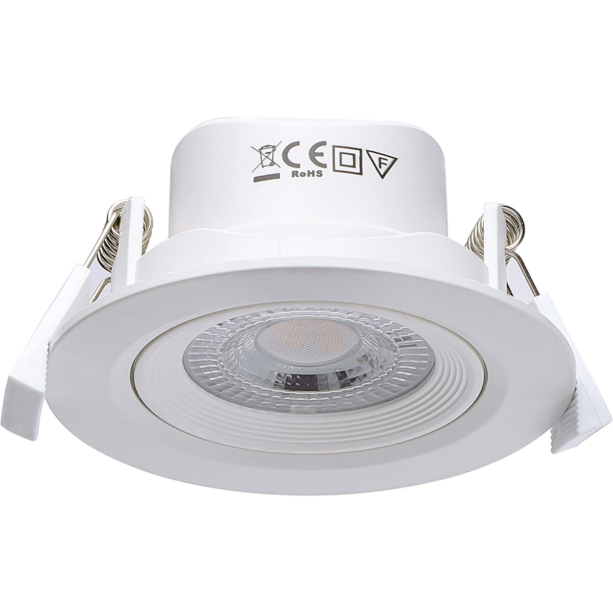 LED Spot - Inbouwspot - Aigi Nilona - 5W - Helder/Koud Wit 6500K - Rond - Kantelbaar - Mat Wit - Aluminium