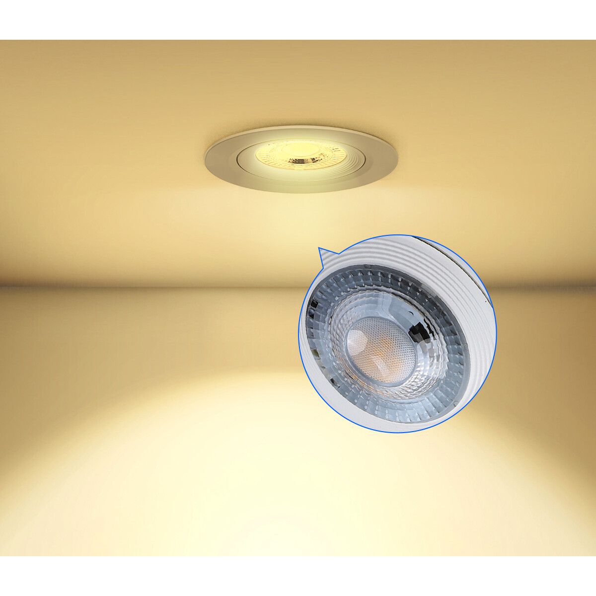 LED Spot - Inbouwspot - Aigi Nilona - 5W - Helder/Koud Wit 6500K - Rond - Kantelbaar - Mat Wit - Aluminium