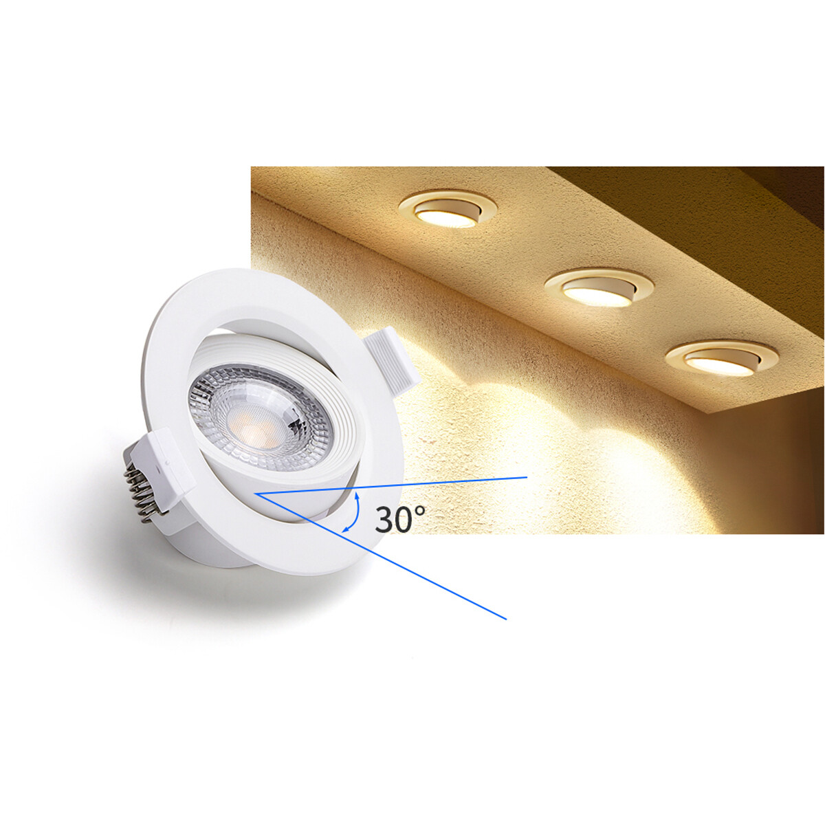 LED Spot - Inbouwspot - Aigi Nilona - 5W - Helder/Koud Wit 6500K - Rond - Kantelbaar - Mat Wit - Aluminium