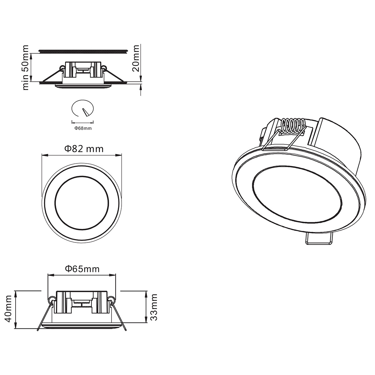 LED Spot - Inbouwspot - Trion Auran - 5W - Warm Wit 3000K - Rond - Mat Wit - Kunststof