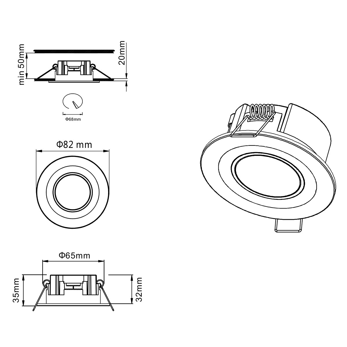 LED Spot - Inbouwspot - Trion Cynomi - 5W - Warm Wit 3000K - Rond - Mat Chroom - Kunststof - Ø80mm